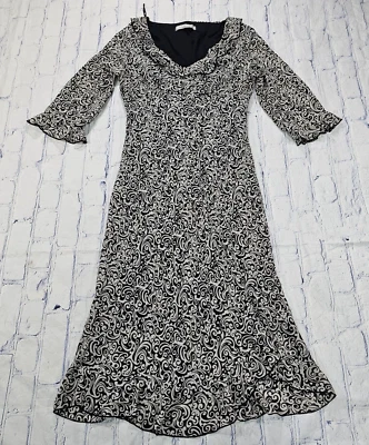 Vestido La Belle MUJER PEQUEÑO Negro Gris Floral Forrado Transparente Y2K Años 90 EE. UU. VINTAGE  Foto 1 de 4
