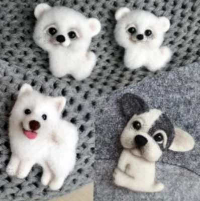 熊宠物狗胸针斗牛犬羊毛针绣套件羊毛毡针毡工艺 — 第 1/4 张图片