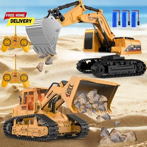 RC Bulldozer and Excavator 2Set of RC Construction Vehicles with Sounds & Lights - Picture 1 of 12
