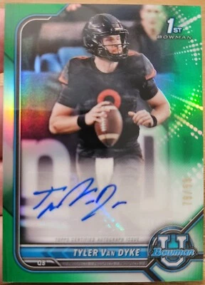 TYLER VAN DYKE 2021-22 BOWMAN UNIVERSITY 1ST CHROME RC GREEN REFRACTOR AUTO /99 - Image 1 of 3