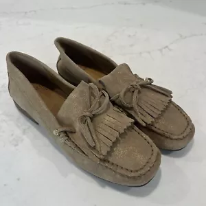 Donald Pliner Shoes 5.5 M Breezy Loafer Metallic Taupe Suede Comfort Casual - Picture 1 of 11