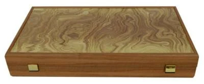 Manopoulos Traditional 19" Olive wood Backgammon Set - Olive wood checkers - Image 1 of 4