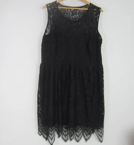 En Focus Damen 20W schwarz ärmellos Blumen Spitze Kleid gerafft klassisch 20 W  - Bild 1 von 7
