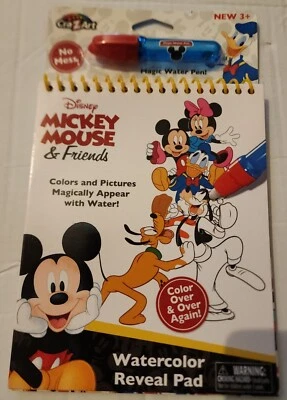 Disney Mickey Mouse And Friends Watercolor Reveal Pad Book Magical Water Pen New - Image 1 of 2