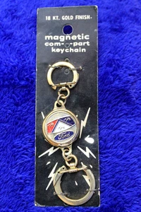 NOS 18 KT Gold Finish Magnetic Ford Valet Key Ring Key Chain Key Ring Fob - Picture 1 of 7