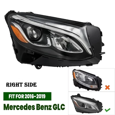 For 2016 2017 2018 2019 Mercedes Benz GLC300 Class Right RH Full LED Headlight Foto 1 de 4