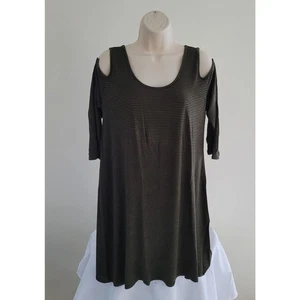 ROLLA COASTER Womens Cold-Shoulder Charcoal Knit Top/Tunic/Dress-Lg -NEW w/tags - Picture 1 of 9