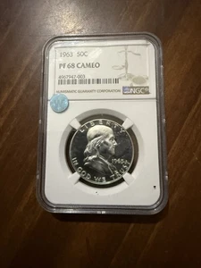 1963 Franklin Silver Proof Half Dollar 50c $.50 Better Key Rare NGC PF68 Cameo - Picture 1 of 4