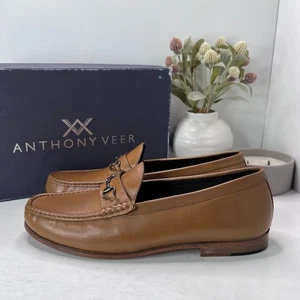 Anthony Veer Filmore Bit Leather Moc Toe Loafers Walnut Tan Men's 14D Tried On - Picture 1 of 10