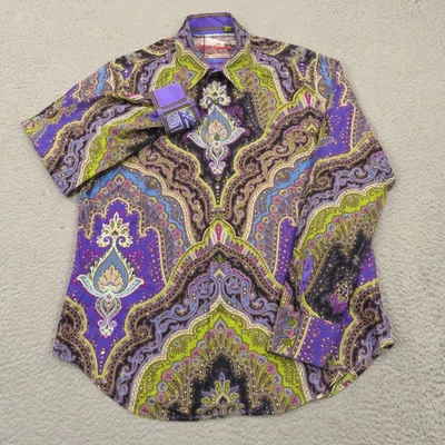 Robert Graham Shirt Men Large Tailored Fit Virgil Paisley Crazy Detail Flip Cuff - Image 1 of 4