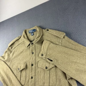 Camisa Polo Ralph Lauren Para Hombre XL Verde Lana Militar Safari Charretera EE. UU. 90s De Colección - Imagen 1 de 13