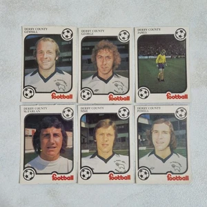 Tarjetas de fútbol americano Monty Gum Derby County 1975 paquete de 6 excelente estado - Imagen 1 de 8