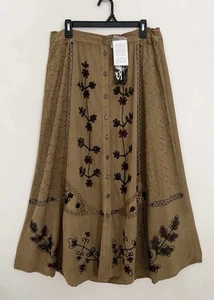 Vintage SELECT Maxi Skirt Sz M Embroidered Button Fairy Grunge Whimsigoth - Picture 1 of 8