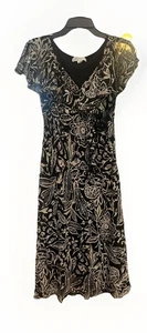 Vintage Y2K Babydoll Empire Waist Faux Wrap Floral Dress Women 4 Dark Romance. V - Picture 1 of 10