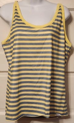 Camiseta sin mangas Patagonia grande amarilla gris a rayas atlética Capilene1 peso seda Foto 1 de 4