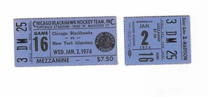 Chicago Blackhawks vs New York Islanders Hockey Ticket Stub from 1/2/1974 - Picture 1 of 2