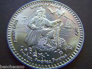1979 OOM---PIRATES, PIRATES, PIRATES Plain Aluminum Mardi Gras Doubloon  - Picture 1 of 2