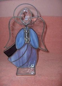 Kunstglas Kristall Buntglas Engel Amethyst Ornament signiert Frottee '93 - Bild 1 von 1