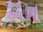 Giggle Moon Ruffled Outfit Tunic & Pants Girls Pink Size 9 Months
