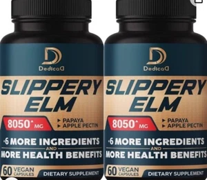 Slippery Elm vegan capsules *8050 Mg* Lot Of (2) 120caps ~4 Months Supply ~ - Picture 1 of 9