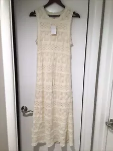 Chelsea Women Maxi Dress Crocheted With Liner Ivory Pristine Size L - Picture 1 of 1