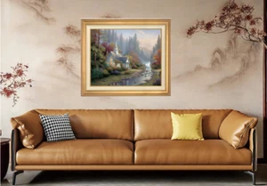 Thomas Kinkade ~ Forest Chapel ~ M H 20x24 S/N Framed Oil on Canvas - Picture 1 of 9