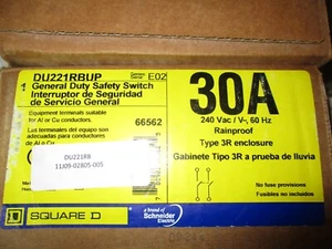 Square D DU221RBUP Gen Duty Safety Switch, 30 Amp, 240VAC, Type 3R Outdoor/Indor - Picture 1 of 3