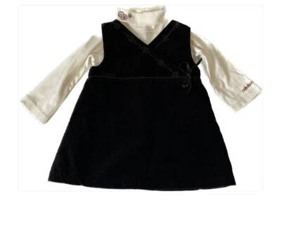 Vestido de veludo preto Oshkosh feminino tamanho 2t forrado arco acento cruzado frente - Imagem 1 de 4
