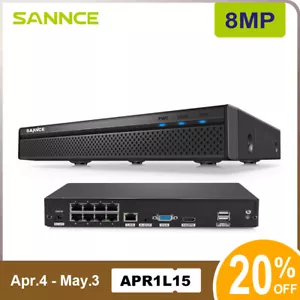 SANNCE 4K 8 Channel NVR PoE Network Video Recorder for Security Camera System - Picture 1 of 13