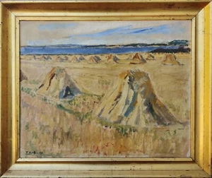 Knud Aage Borchsenius (1921-1971): HAYCOCKS, original oil painting - Picture 1 of 7