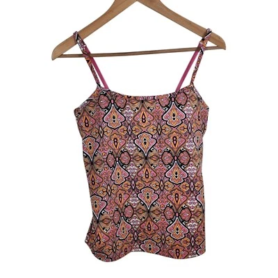 Tankini de natación estampado Athleta para mujer 36B rosa/naranja poliéster y spandex Foto 1 de 4