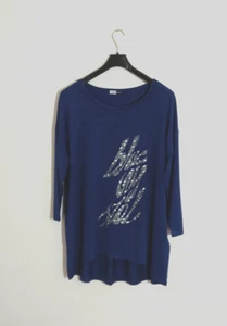 Damen-Shirt TUZZInero, Gr. 48, blau, Halbarm, silberfarbene Nieten - Bild 1 von 2