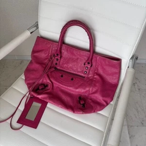 BALENCIAGA Leather Sunday Tote Bag City Pink Medium Women Good condition Used - Picture 1 of 10