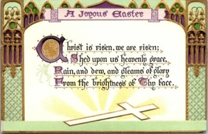 Christus ist auferstanden Wir sind auferstanden Ostern alte geprägte Postkarte mit Kreuz unbenutzt A6 - Bild 1 von 2
