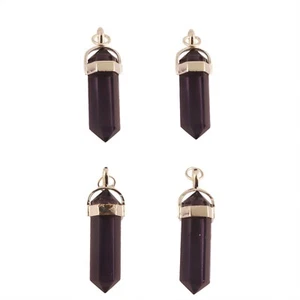 Amethyst Quartz Bullet Shape Silver Plated DIY Double Bail Connectors 4 Pcs Lot - Picture 1 of 3