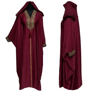 Women Maroon Butterfly Abaya Jalabiya Arab Dress With Embroidery - Imagen 1 de 5