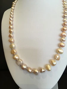 Bridal Freshwater Multicolour Pearl Beautiful Necklace , Silver Tone Clasp. - Picture 1 of 8