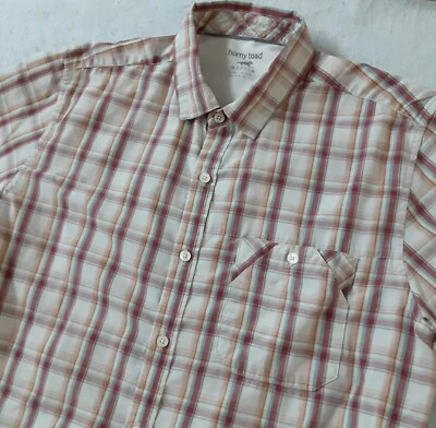 Horny Toad Button Up Shirt Men's Medium Plaid Short Sleeves Pocket Organic - Image 1 of 4