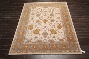 8' x 10' Handmade Traditional 100% Wool Oriental Area Rug Beige 8x10 - Picture 1 of 7