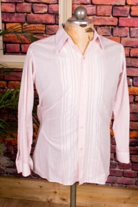 Vintage Originale 70er Camicia Rosa Strisce Smoking Collare Mega Disco Battitore - Bild 1 von 7