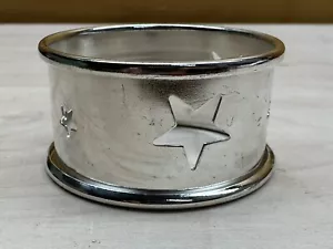 Vintage Silverplate Holiday Christmas Stars Napkin Rings Set of 4 in Box - Picture 1 of 5