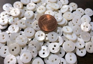 8 PCS ONLY Small Tiny Creamy White Mother of Pearl MOP Buttons 3/8" 10mm 11340 - Picture 1 of 3