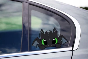Cute tooth less Black Dragon Peeking Peek Peekabo Peekers Window Vinyl Decal Car - Picture 1 of 3