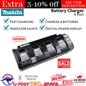 New Makita 18V Lithium-Ion 4 Port Multi Charger Fast Battery Charging Bay DC18SF - Picture 1 of 12