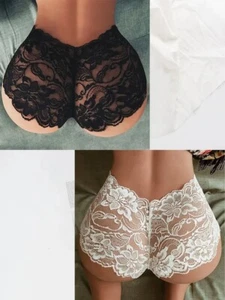 Sexy Lace Boyshorts Women’s Lingerie Sheer Floral Lace Underwear High Waist Pant - Picture 1 of 8