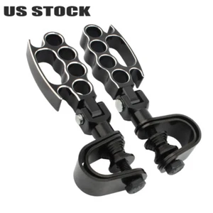 Motorcycle Fold-up Foot Pegs 1"~1-1/4" Highway Engine Guard Crash Bar For Harley - Picture 1 of 6