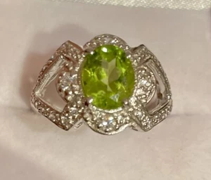 Sommer! Natürlicher Peridot, Blumenring Sterlingsilber - Bild 1 von 6