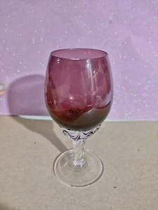 HAND BLOWN AMETHYST cordial glass clear twist pattern stem - Picture 1 of 6