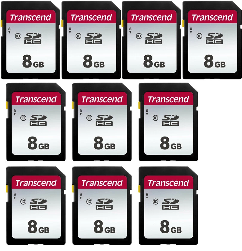 10 Transcend SDHC 8GB Class 10 Memory for Canon T7, T7i, SL2, T6, T6i, T5, T5i   - Image 1 of 4