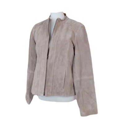 Ruff Hewn Jacket 100% Leather Tan Suede Full Zip Pockets Lined Western Large - Image 1 of 4